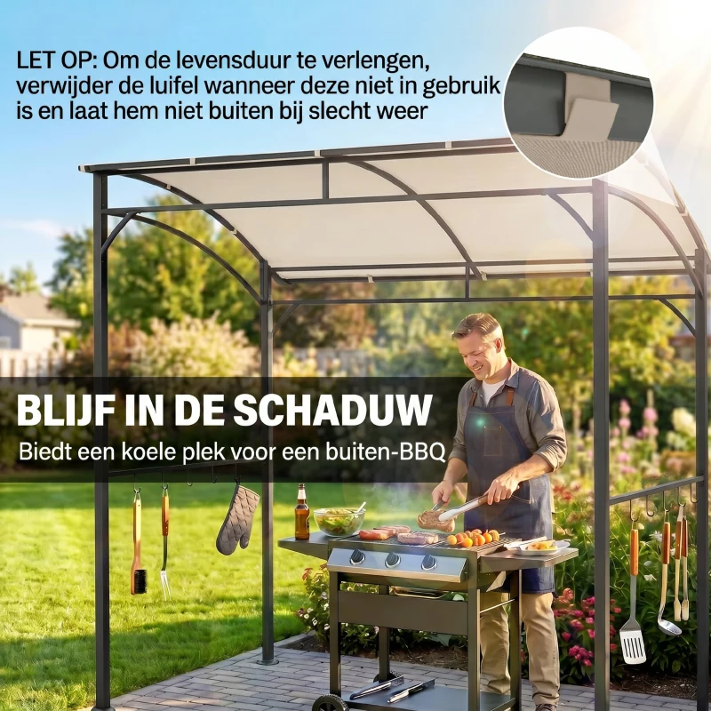 Outsunny grill paviljoen BBQ paviljoen grill paviljoen tuintent vlamvertragend dak