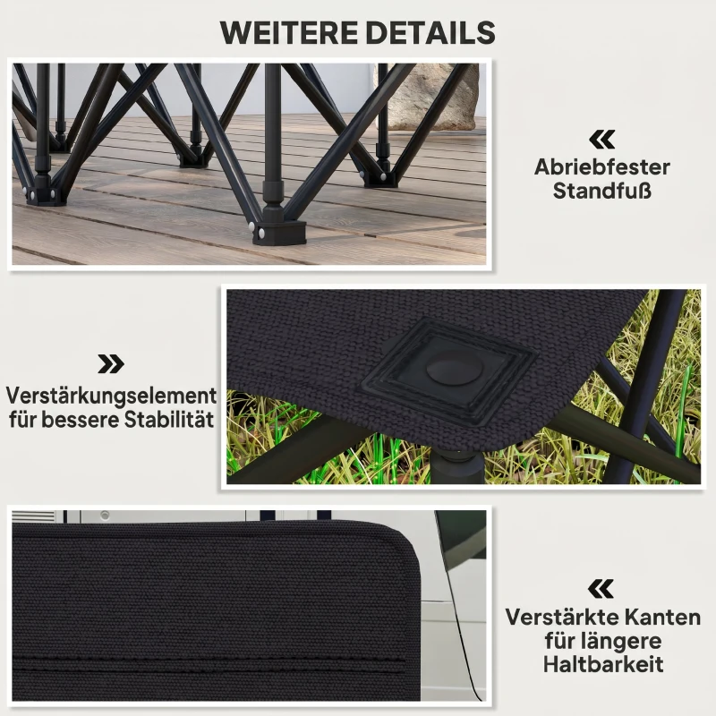 Outsunny® campingbank inklapbare bank 6-zits met draagtas tuinbank klapbank camping draagtas, Oxford + metaal, zwart / blauw, 279x48x80cm