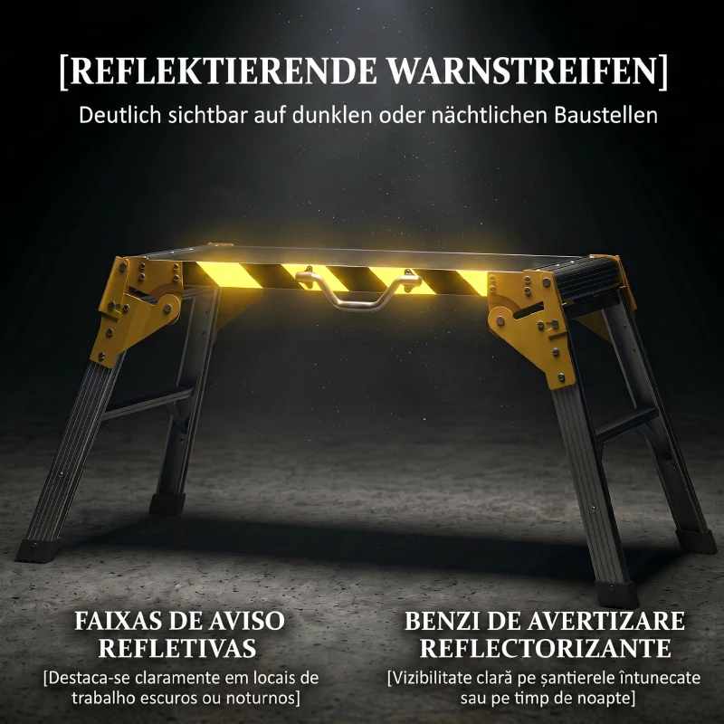 HOMCOM Inklapbare aluminium werkbank met handgreep, antislip, 150 kg, 110 x 32 x 50 cm