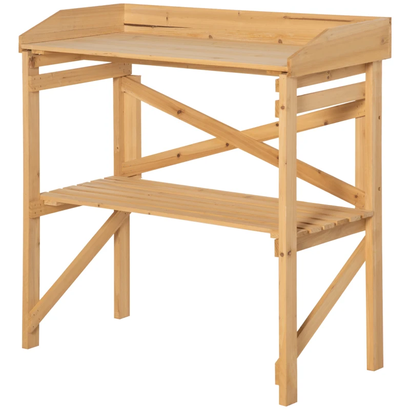 Outsunny plantentafel met houten plank 80 cm x 40 cm x 84 cm