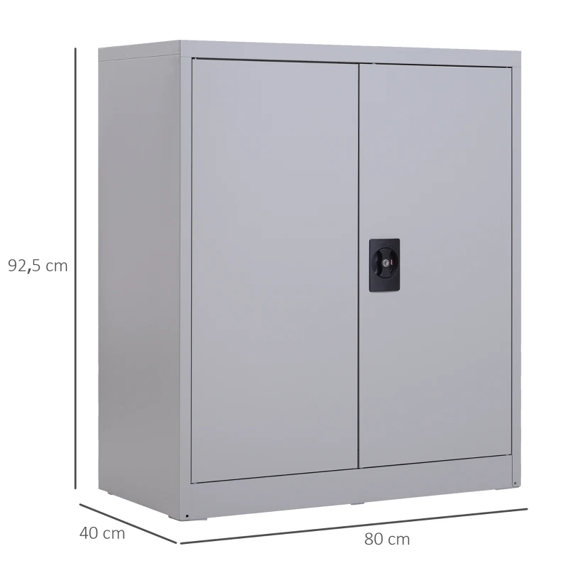 Vinsetto Aktenschrank Stahlschrank Mehrzweckschrank mit verstellbarem Regal und Schloss für Arbeitszimmer Wohnzimmer Grau