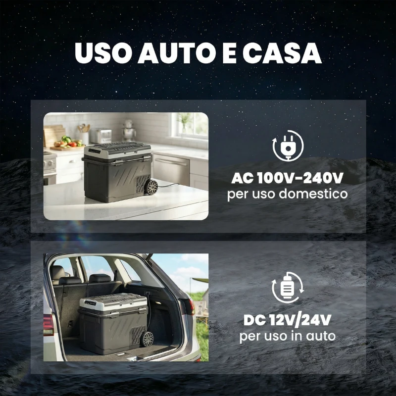 Outsunny Frigorifero Congelatore per Auto da 49L, Doppia Zona con Controllo App, -20℃-20℃