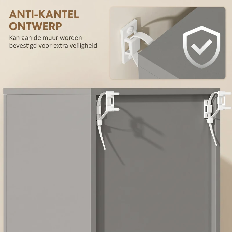 kleankin badkamerkast, ladekast voor badkamer, met planken en lade, verstelbaar, grijs