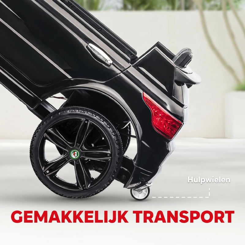 HOMCOM SUV voor elektrische auto's voor kinderen, tot 5 km/u, met veiligheidsgordel, afstandsbediening, koplampen, zwart(m-6)