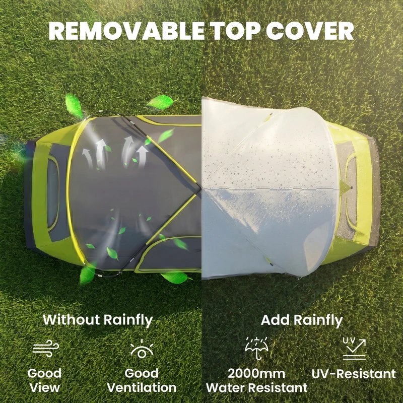 Outsunny Camping Tent for 6 Man with 2000mm Water Resistant Rainfly and Carry Bag for Fishing Hiking Festival, Yellow