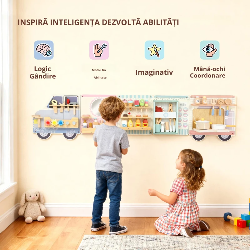 AIYAPLAY Montessori Busy Board jucărie senzorială în formă de camion, de la 3 ani
