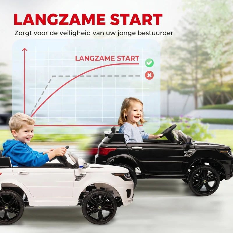 HOMCOM SUV voor elektrische auto's voor kinderen, tot 5 km/u, met veiligheidsgordel, afstandsbediening, koplampen, zwart(m-7)