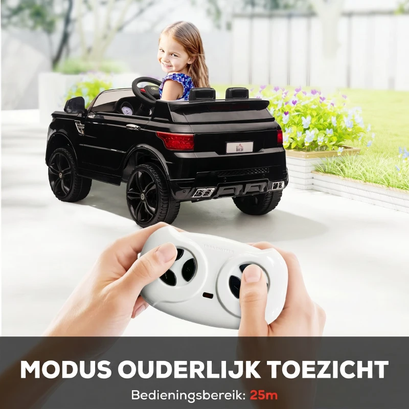 HOMCOM SUV voor elektrische auto's voor kinderen, tot 5 km/u, met veiligheidsgordel, afstandsbediening, koplampen, zwart(m-5)