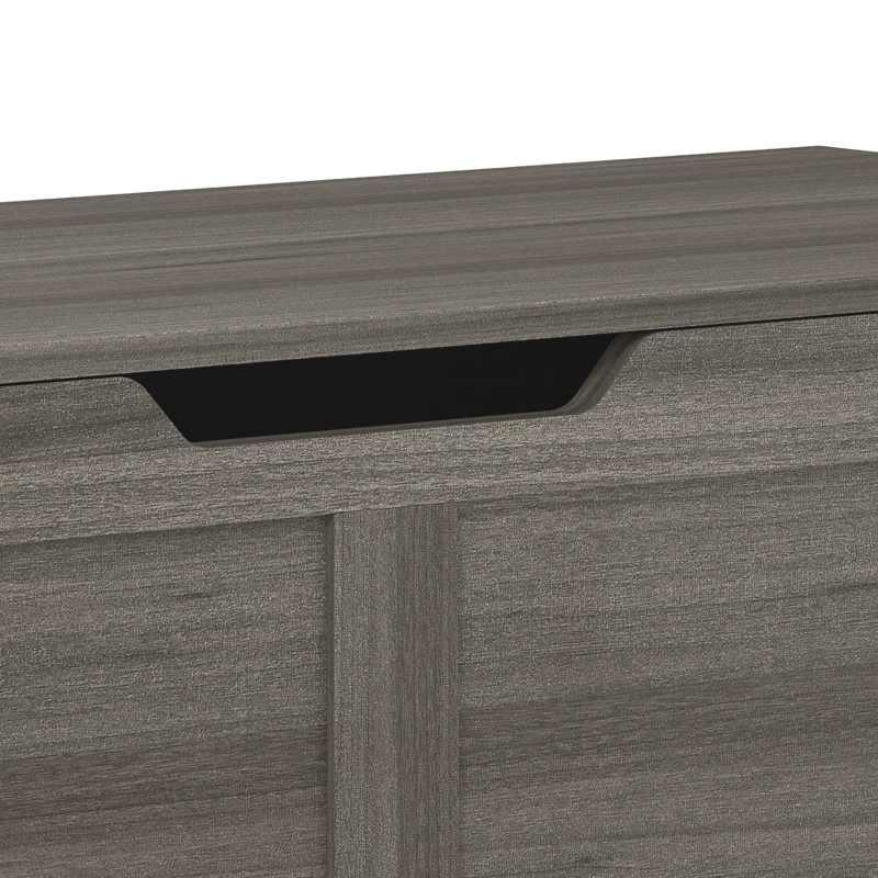 HOMCOM 127L Home Storage Box, with Safety Hinges - Dark Grey Wood-Effect