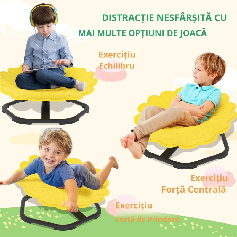 AIYAPLAY Scaun pivotant senzorial pentru copii, șezut pivotant pentru antrenamentul echilibrului și coordonării, galben