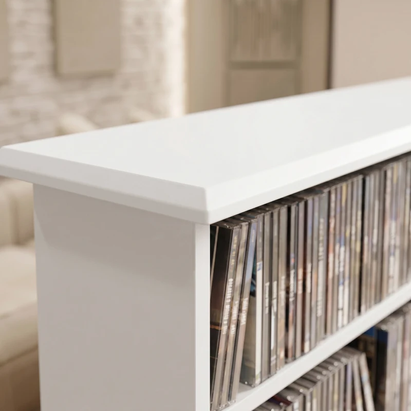 HOMCOM Meuble de rangement 1032 CDs / 594 DVDs, étagère multimédia, 24 compartiments et 18 étagères ajustables, blanc