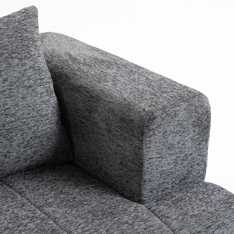 HOMCOM Canapé 3 places en chenille 248 cm, canapé salon moderne, large assise rembourrée, coussins à ressorts, gris