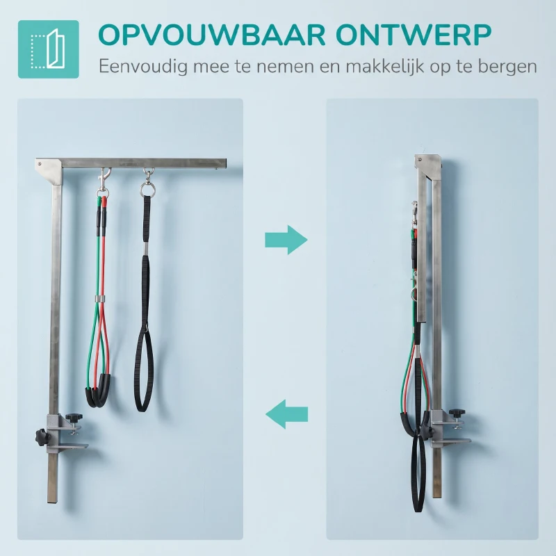 PawHut Huisdierverzorgingstafel Verzorgingstafel voor huisdieren, verstelbaar in hoogte, 36 x 8 x 74 cm, Zilver
