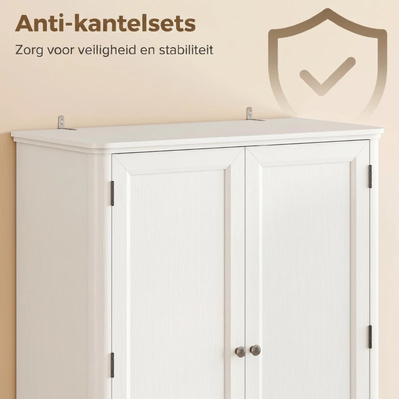 HOMCOM Keukenkast met 4 deuren, lade en verstelbare planken voor keuken, 80 x 39,5 x 186,4 cm wit