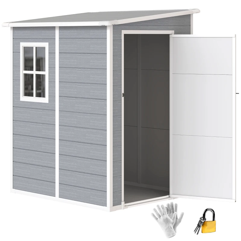 Outsunny Tuinschuur Metaal, Aluminium, Ruime Tuinschuur Met Slot, Ventilatie En Daglicht, 122x149x192/177 Cm, Grijs(m-15)