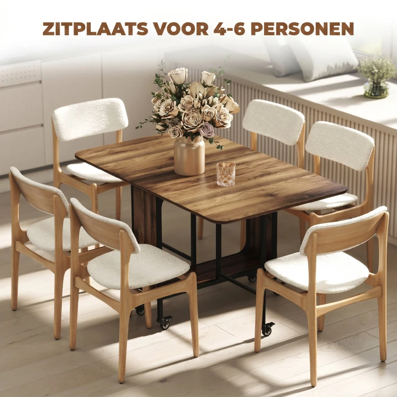 HOMCOM Mobiele Klaptafel, 2 Inklapbare Zijden, 130 x 80 x 74 cm, Bruin(m-5)