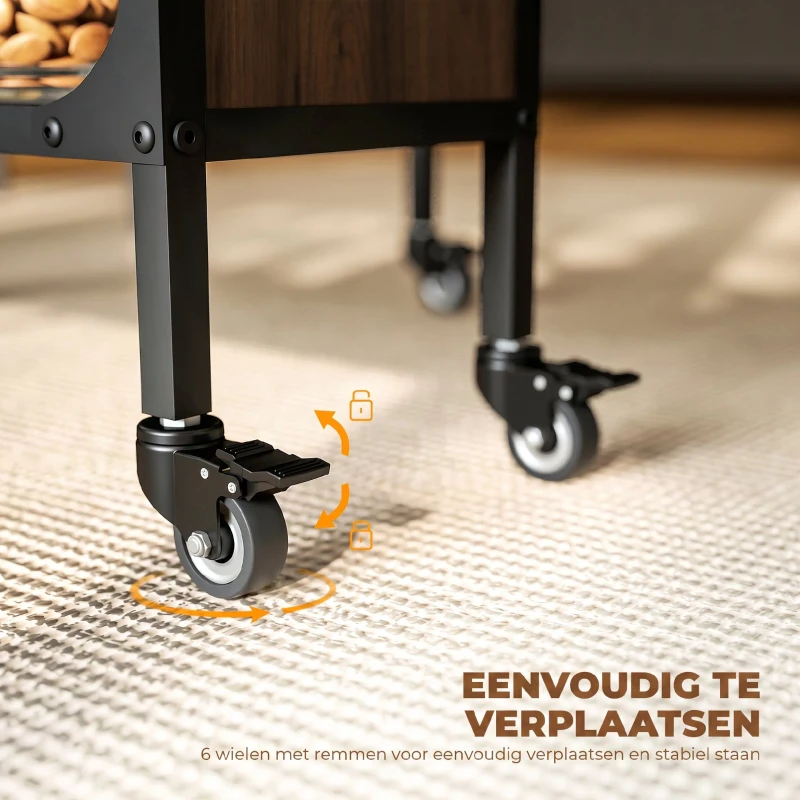 HOMCOM Mobiele Klaptafel, 2 Inklapbare Zijden, 130 x 80 x 74 cm, Bruin(m-7)