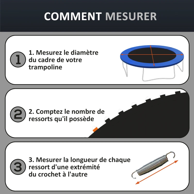 SPORTNOW Tapis de rechange pour trampoline tapis de saut de remplacement, compatible trampoline Ø 3,7 m et ressorts de 14 cm
