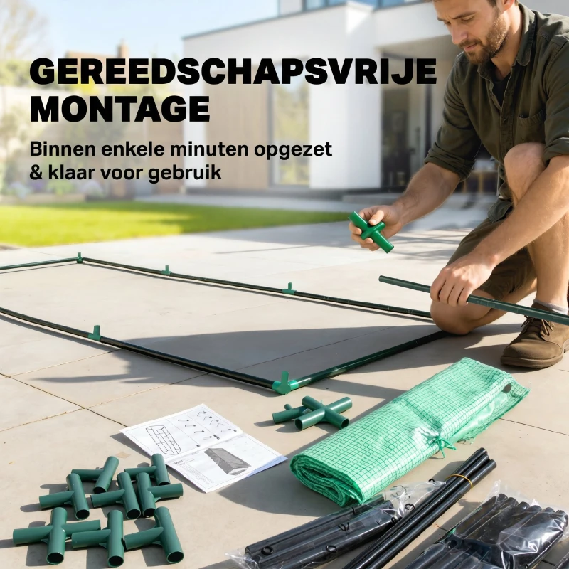Outsunny foliekas minikas met gaasvenster, UV-bestendig koudframe voor tuinteelt, PE-folie, groen, 240 x 90 x 90 cm