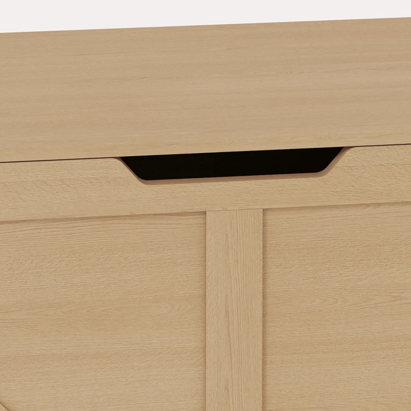 HOMCOM 127L Home Storage Box, with Safety Hinges - Nature Wood Finish