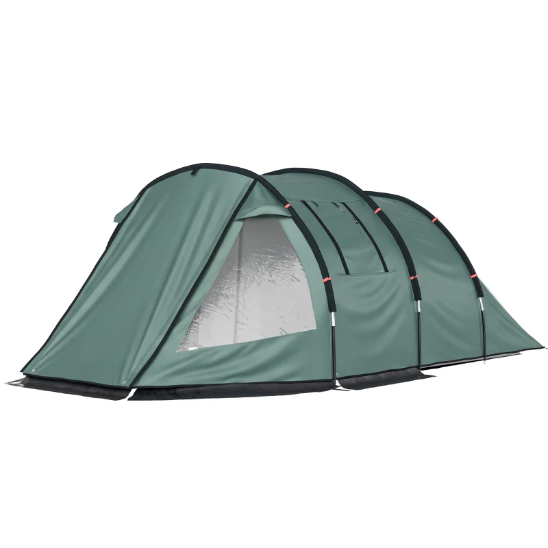 Outsunny Campingzelt für 3 Personen, zwei Innenräume, Netzfenster, grün, 4,75 x 2,64 x 1,72 m