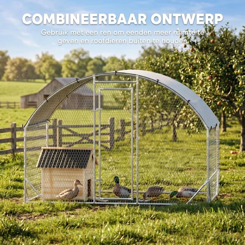 PawHut Eendenhok eendenstal klein dierenhok, weerbestendig, 2 ingangen, 2 hellingen, 78 x 90 x 92 cm, 'Naturel + Zwart'(m-8)