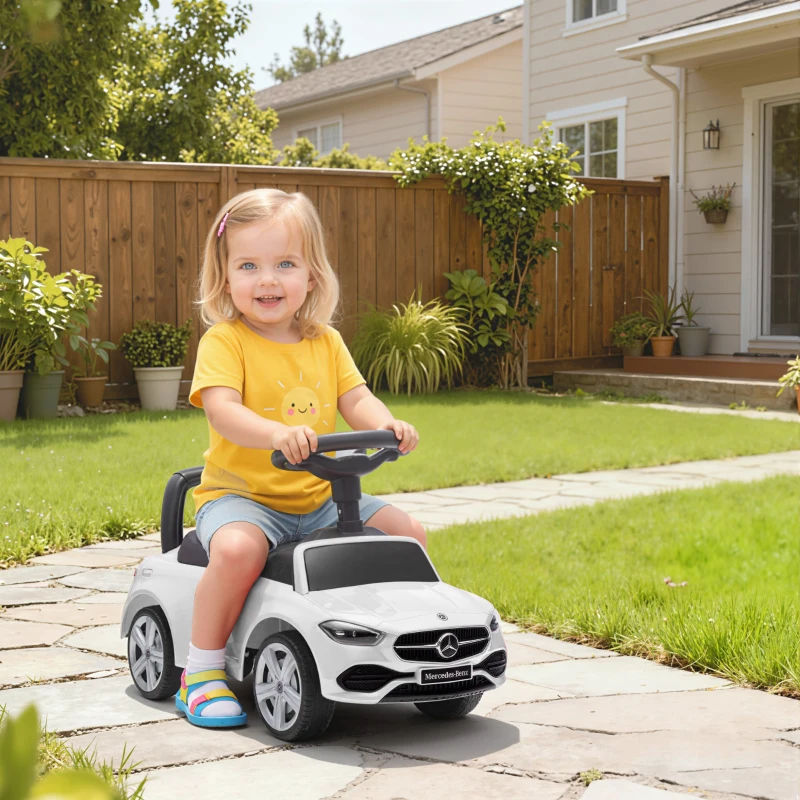 AIYAPLAY kinderauto met Mercedes Benz licentie, met toeter en opbergruimte, 65x28x39 cm, Wit