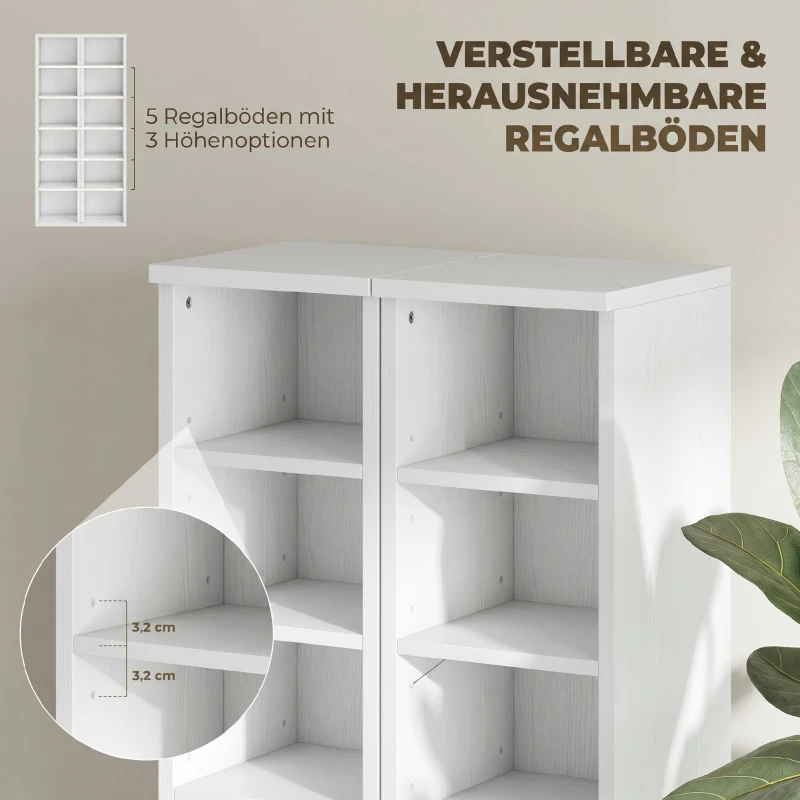 HOMCOM 204 CD-Aufbewahrungsregale im 2er-Set, Blu-Ray-Turmständer mit verstellbaren Regalböden, Bücherregal-Organizer, Weiß