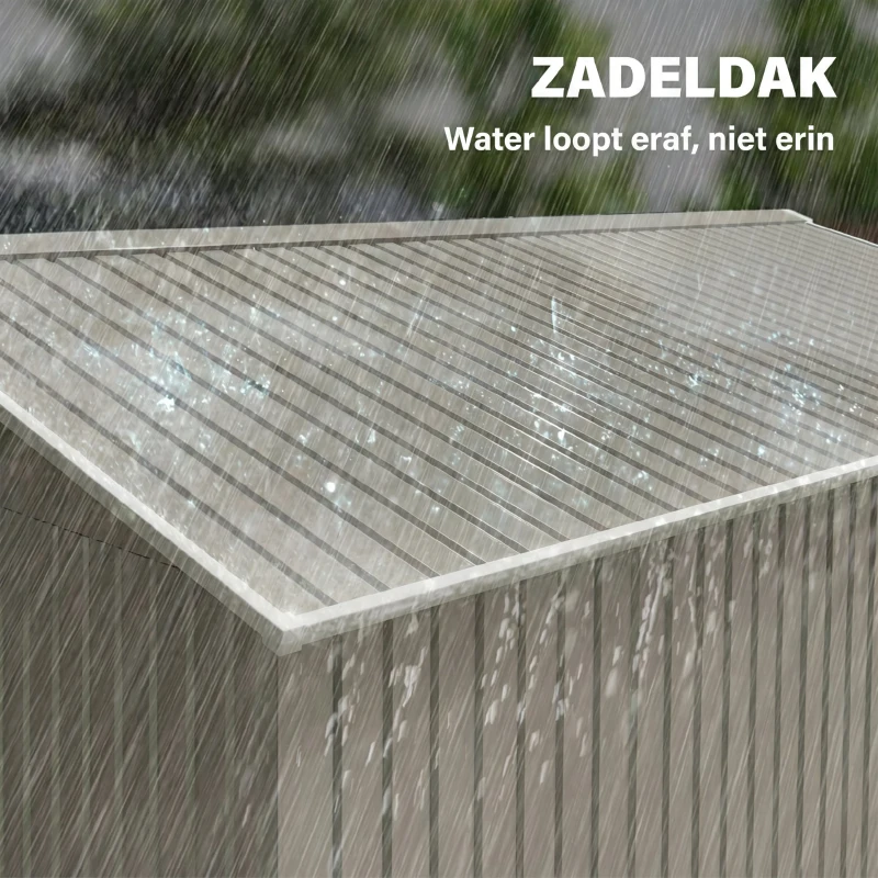 Outsunny Berging, Weerbestendig tuinhuis voor tuingereedschap, met ventilatieramen, schuifdeuren, staal, lichtgrijs(m-8)