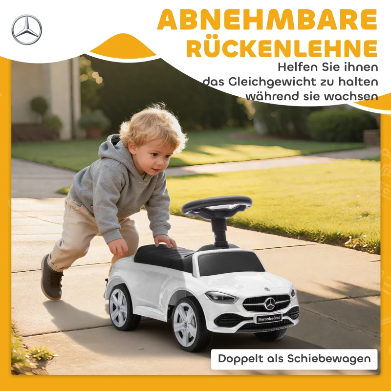 AIYAPLAY kinderauto met Mercedes Benz licentie, met toeter en opbergruimte, 65x28x39 cm, Wit