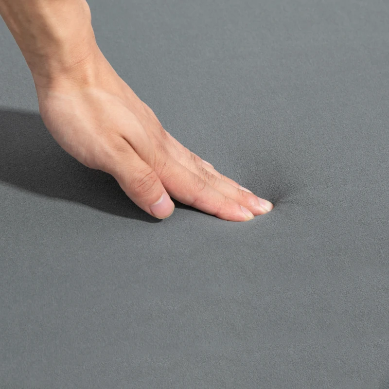 HOMCOM Bancă de Depozitare Ovală 72L cu Capac Rabatabil, din Catifea și Lemn, 108x44x43.5 cm, Gri