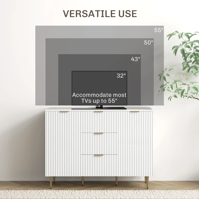 HOMCOM 2-Door Sideboard with 3 Drawers and Adjustable Shelves - White