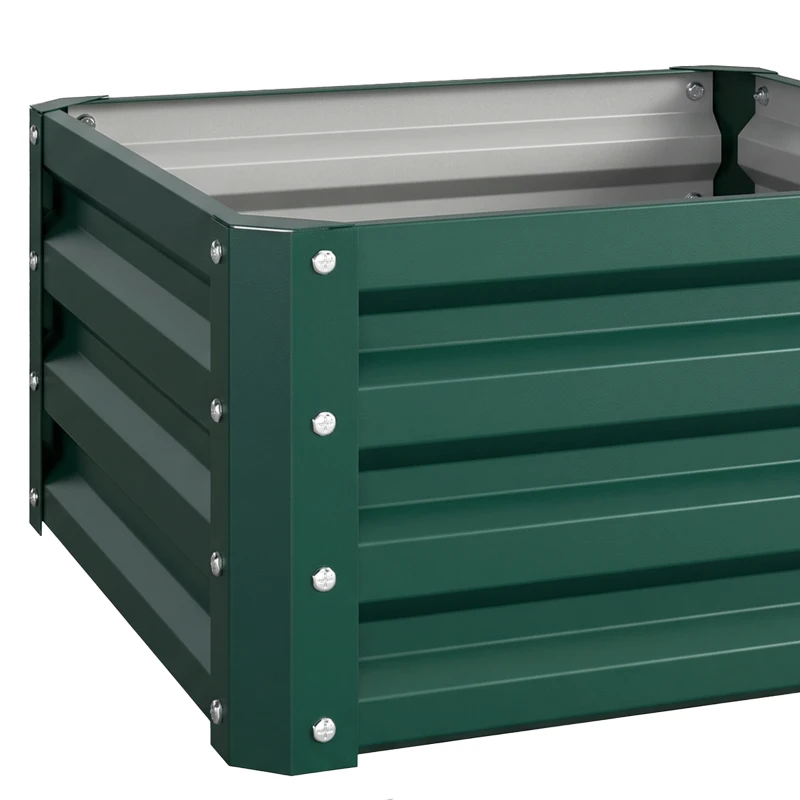 Outsunny Set of Two 60 x 60cm Steel Planter Boxes - Green