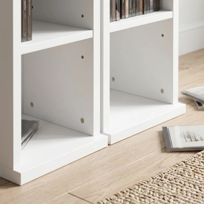 HOMCOM 204 CD-opbergrek in 2-delige set, Blu-ray torenkast met verstelbare planken, Boekenrek organizer, Wit