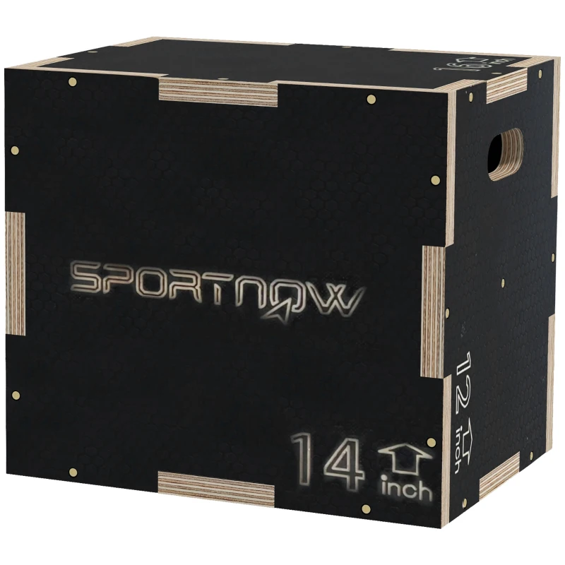 SPORTNOW Multi-Faceted Jump Box, Wooden Step Up Box, for Home, Gym, Exercise, Black