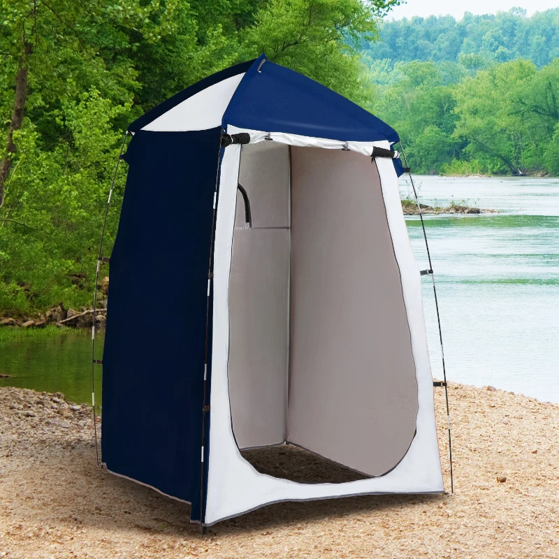Outsunny Tienda de Ducha Camping Portátil UV25 Tienda Instantánea con Ventana Bolsillo y Bolsa de Transporte 123x121x198 cm Azul