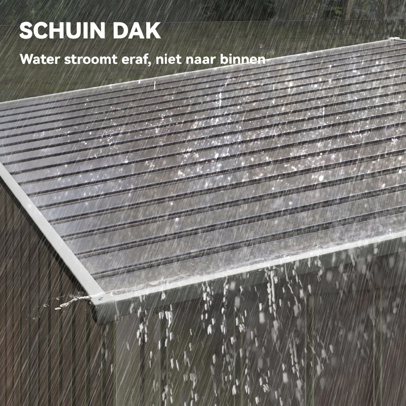 Outsunny Metalen tuinhuis 2,81m² 154x206,5x181 cm tuinschuur met schuin dak en fundering(m-7)