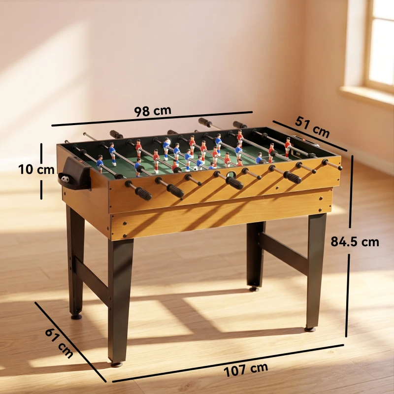 HOMCOM Masă Multifuncțională 4 în 1 cu Fotbal de Masă, Biliard, Tenis de Masă și Hochei, 107x61x84.5cm