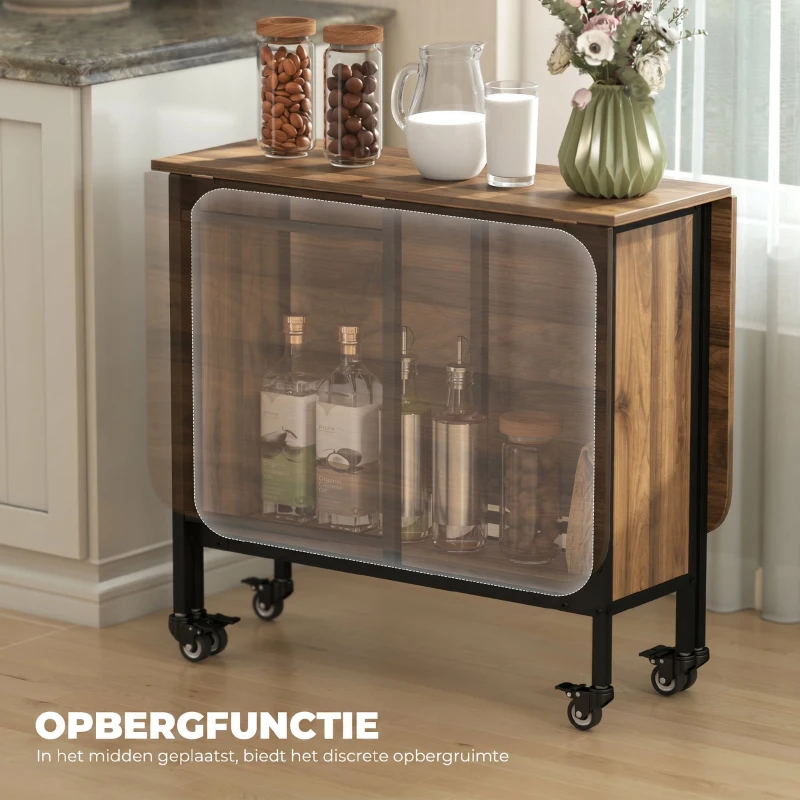HOMCOM Mobiele Klaptafel, 2 Inklapbare Zijden, 130 x 80 x 74 cm, Bruin(m-6)