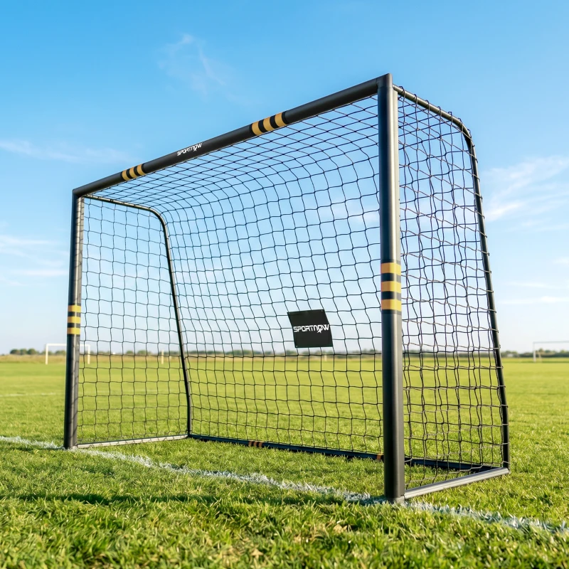 SPORTNOW But de Football pour Enfant et Adulte 3 x 2 m, Envoloppé Mousse de Protection, 7 Piquets de Sol, Filet en PE, Jaune