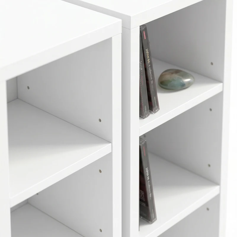 HOMCOM 204 CD-opbergrek in 2-delige set, Blu-ray torenkast met verstelbare planken, Boekenrek organizer, Wit