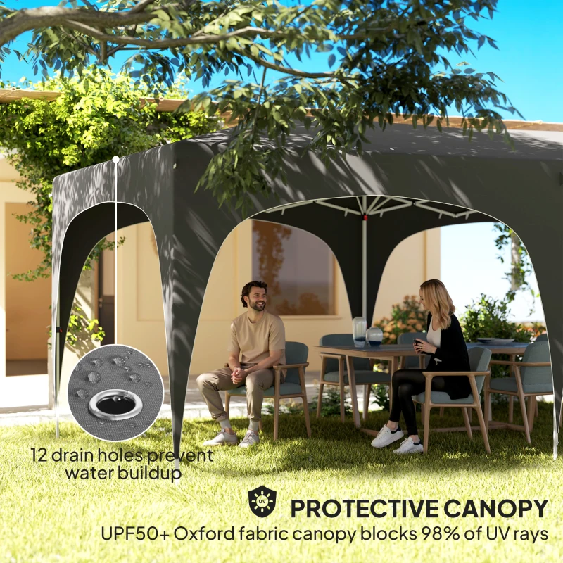 Outsunny Tonnelle pliante 3 x 6m Pop Up, UPF50+ Hauteur ajustable, avec sac de transport et sacs de sable, gris foncé