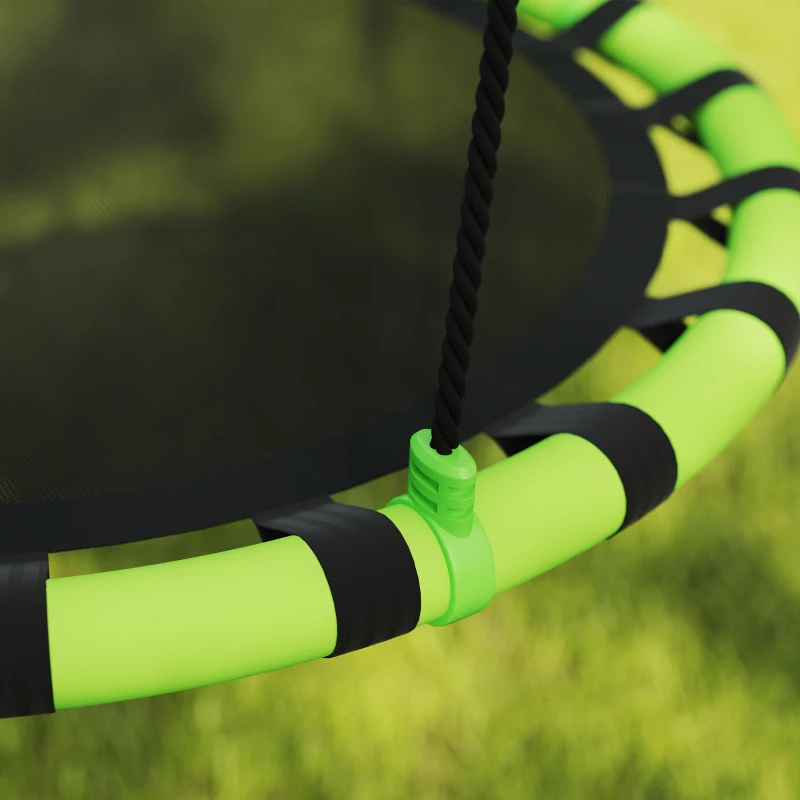 AIYAPLAY Balançoire nid d'oiseau, balançoire suspendue avec cordes réglables en hauteur, siège rond Ø 100 cm, noir