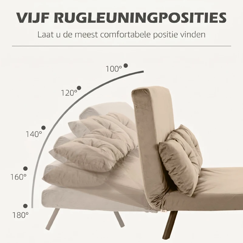 HOMCOM Slaapfauteuil met houten armleuningen, metalen frame, tot 120 kg voor kamer en slaapkamer voor gezinshuis, lichtbruin(m-5)