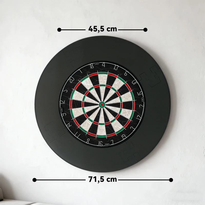 SPORTNOW Dartscheibe Dartboard-Set mit Schutzring, 6 Dartpfeile mit Stahlspitzen, Sisal, Kunststoff, Schwarz