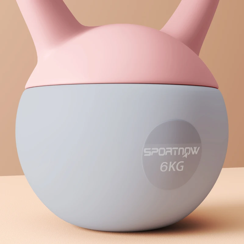SPORTNOW Kettlebell 6 kg Haltère avec Poignée Antidérapante pour Fitness Musculation Cardio, 19 x 19 x 28 cm Rose