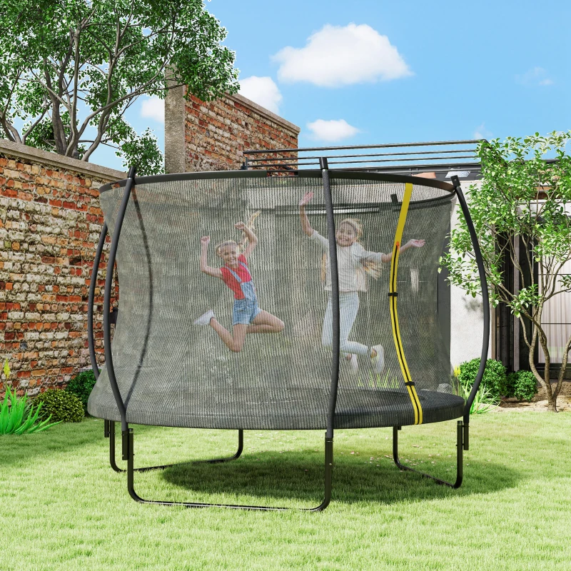 SPORTNOW 8ft Outdoor Trampoline with Enclosure Net, Spring Cover, Black