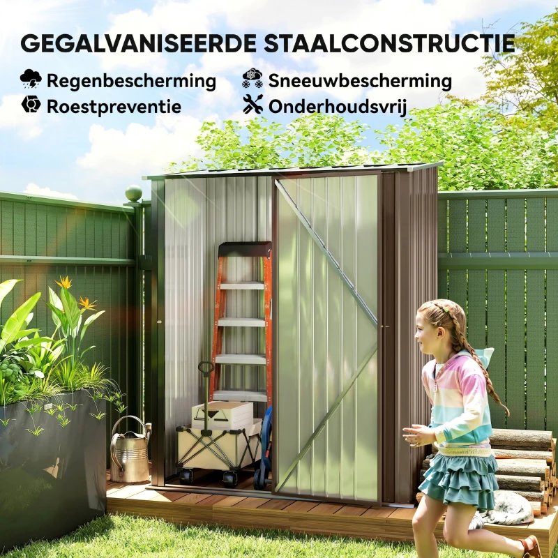 Outsunny Tuinhuisje met Schuurdak Grijs 161,5 cm x 94,5 cm x 196 cm