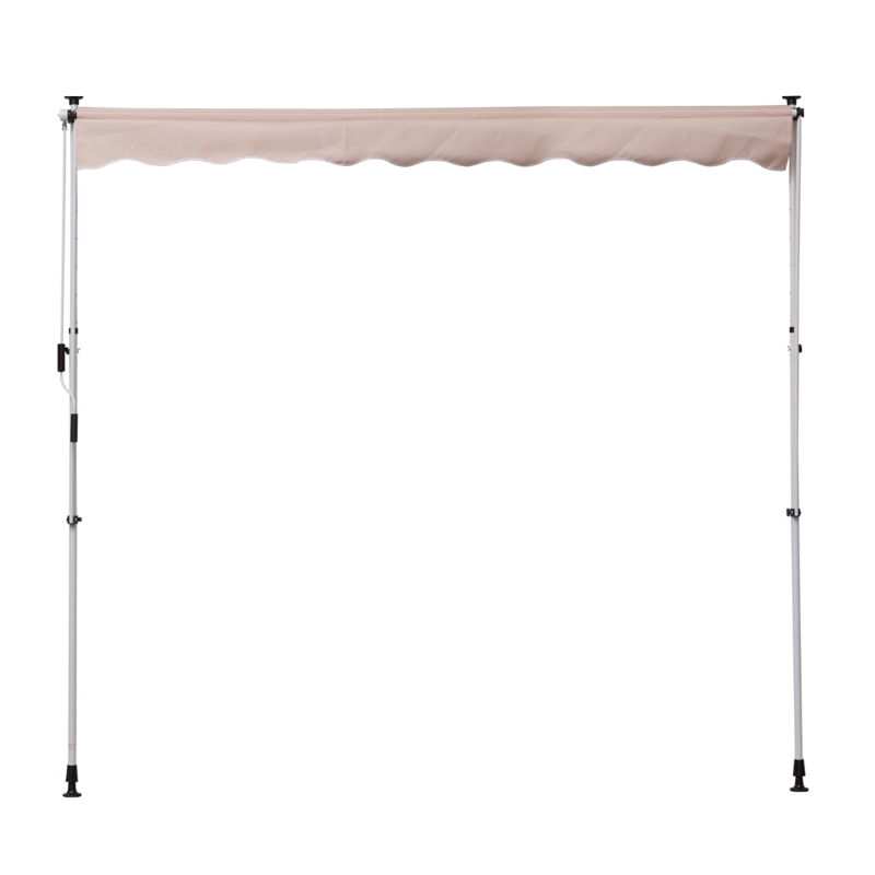 Outsunny Klemmmarkise mit Handkurbel höhenverstellbar Gelenkarmmarkise schmutzabweisend, witterungsbeständig Balkonmarkise 200 x 150 cm Terrassenmarkise für Terrasse Balkon Veranda Cremeweiß