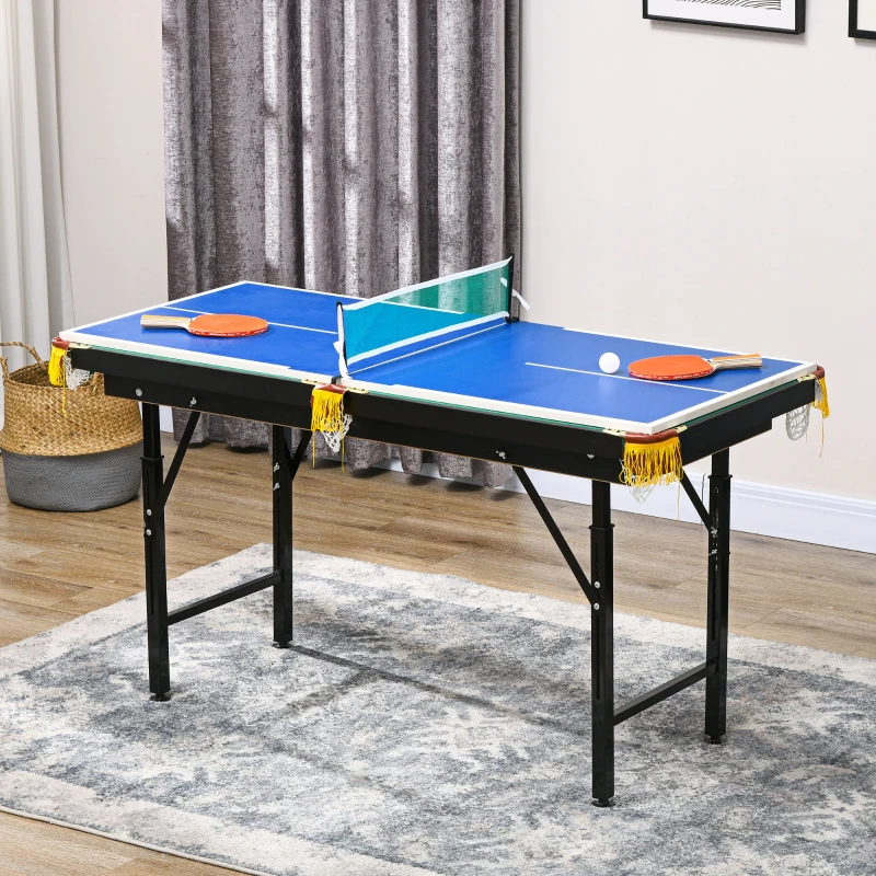 SPORTNOW 2-in-1 Billardtisch, Tischtennisplatte, mit Zubehör, 140x63x80cm, Blau/Grün